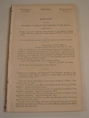 Letter from the Secretary of State of the Territory of New Mexico, Communicating a Copy of the Ac...