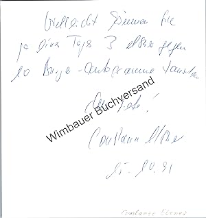 Bild des Verkufers fr Original Autogramm Constanze Elsner /// Autograph signiert signed signee zum Verkauf von Antiquariat im Kaiserviertel | Wimbauer Buchversand