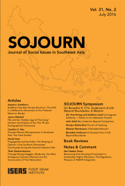 Seller image for Sojourn : journal of social issues in Southeast Asia. Volume 31, No. 2. July 2016 for sale by Joseph Burridge Books