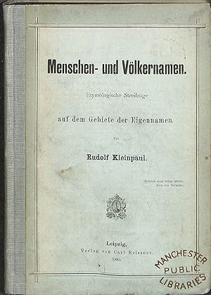 Bild des Verkufers fr Menschen und Volkernamen Etymologische Streifzuge au dem Gebiete der Eigennamen zum Verkauf von WeBuyBooks