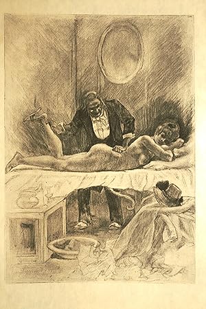 Le massage - Héliogravure, épreuve sur Japon d'après Félicien Rops