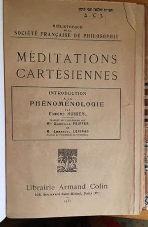 Bild des Verkufers fr Mditations Cartsiennes: Introduction a la Phnomnologie. zum Verkauf von Eternal Return Antiquarian Bookshop