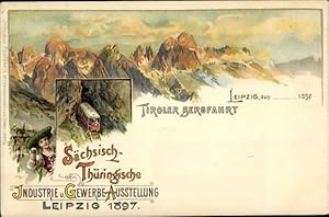 Litho Leipzig, Sächsisch Thüringische Ausstellung 1897, Tiroler Bergfahrt, Bergbahn