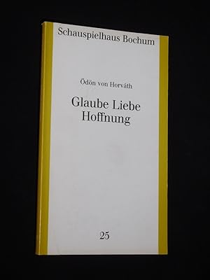 Imagen del vendedor de Programmbuch 25 Schauspielhaus Bochum 1987/88. GLAUBE LIEBE HOFFNUNG von Horvath. Regie: Benjamin Korn, Bhne/ Kostme: Susanne Raschig, Musik: Chris Biehl. Mit Martina Krauel, Armin Rohde, Nikol Voigtlnder, Peter Roggisch, Christian Ebert, Nicole Heesters, Hedi Kriegeskotte, Tana Schanzara, Willem Menne, Edelgard Hansen, Detlev Madai (Stckabdruck) a la venta por Fast alles Theater! Antiquariat fr die darstellenden Knste