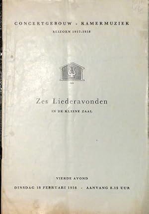 Bild des Verkufers fr [Programmheft] Zes Liederenavonden in de klaine Zaal. Vierde avond: Peter Pears tenor, Benjamin Britten piano zum Verkauf von Paul van Kuik Antiquarian Music