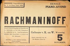 [Flyer] Eenige piano-avond Rachmaninoff. Concertdirectie Dr. G. de Koos