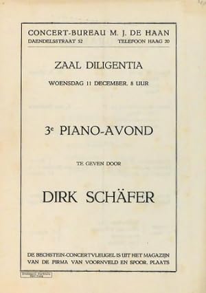 Bild des Verkufers fr [2 Programmhefte] Concert-Bureau M.J. de Haan. 2e - 3e Piano-Avond te geven door Dirk Schfer zum Verkauf von Paul van Kuik Antiquarian Music