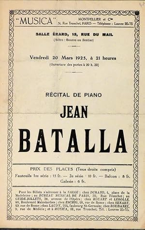 [Programmzettel] Récital de piano Jean Batalla