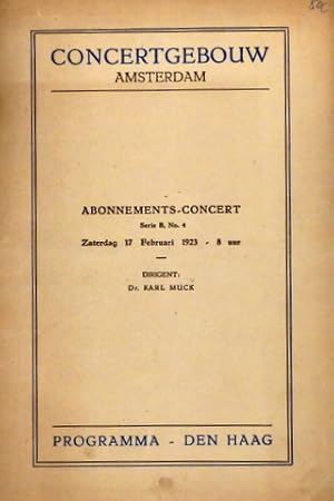 Immagine del venditore per [Programmheft] Programma van het Abonnements-Concert (Serie B). Dirigent Karl Muck. Solist: Leonid Kreutzer venduto da Paul van Kuik Antiquarian Music