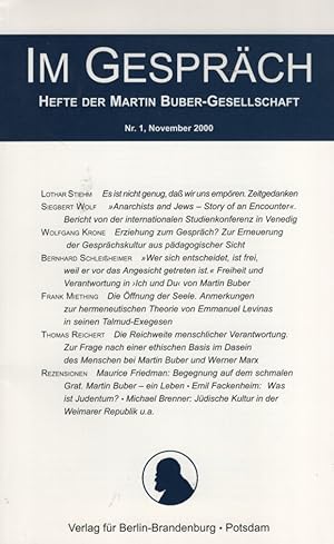 Bild des Verkufers fr Im Gesprch: Heft Nr. 1, November 2000. zum Verkauf von Fundus-Online GbR Borkert Schwarz Zerfa