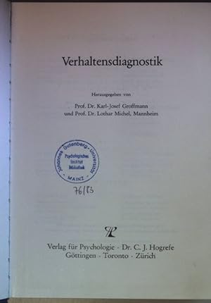 Bild des Verkufers fr Verhaltensdiagnostik. Enzyklopdie der Psychologie : Themenbereich B, Methodologie und Methoden : Ser. 2, Psychologische Diagnostik ; Bd. 4 zum Verkauf von books4less (Versandantiquariat Petra Gros GmbH & Co. KG)