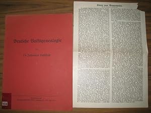 Bild des Verkufers fr Deutsche Volksgenealogie. - Sonderdruck aus: Familiengeschichtliche Bltter, Jahrgang 1931, 1933, Heft 10 / 11 ). zum Verkauf von Antiquariat Carl Wegner