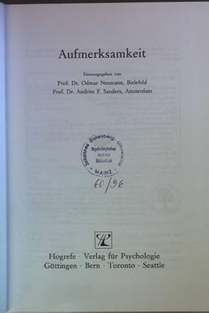 Immagine del venditore per Aufmerksamkeit. Enzyklopdie der Psychologie: Themenbereich C, Theorie und Forschung : Ser. 2, Kognition ; Bd. 2 venduto da books4less (Versandantiquariat Petra Gros GmbH & Co. KG)