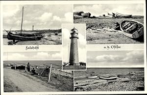 Image du vendeur pour Ansichtskarte / Postkarte Falshft Nieby Schleswig Holstein, Strandpartie, Fischkutter, Reparatur d. Fischnetze u. Boote mis en vente par akpool GmbH