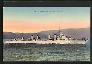 Carte postale Epervier, Contre-Torpilleur, Kriegsschiff