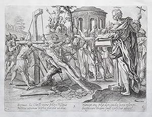 Image du vendeur pour Strenuus hic Christi vivens Athleta Philippus." - The Martyrdom of St. Philip / crucifixion Kreuzigung / Bible Bibel mis en vente par Antiquariat Steffen Vlkel GmbH