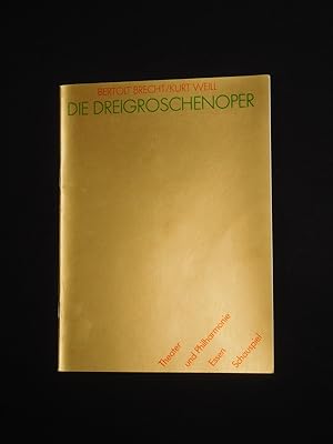 Bild des Verkufers fr Programmheft Schauspiel Essen 1986/87. DIE DREIGROSCHENOPER von Brecht, Weill (Musik). Insz.: Hansgnther Heyme, Bhnenbild/ Kostme: Wolf Mnzner, musikal. Ltg.: Alfons Nowacki. Mit Franz Bohm (Mackie Messer), Wolfgang Robert (Peachum), Juliane Janzen (Celia), Brigitte Horn (Polly), Margit Carstensen (Spelunken-Jenny), Volker K. Bauer, Inge Andersen, Gerd Braese, Maria Neumann zum Verkauf von Fast alles Theater! Antiquariat fr die darstellenden Knste