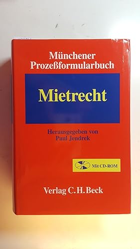 Imagen del vendedor de Mnchener Prozeformularbuch: BAND 1: Mietrecht, Mit CD-ROM; a la venta por Gebrauchtbcherlogistik  H.J. Lauterbach