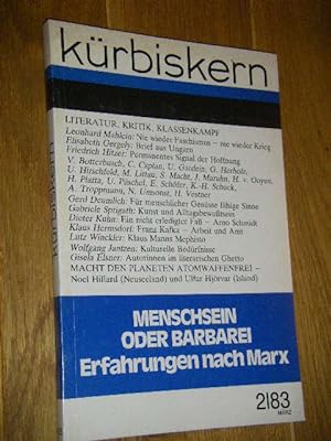 Kürbiskern. Literatur, Kritik, Klassenkampf. Nr. 2/83: Menschsein oder Barbarei. Erfahrungen nach...