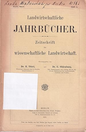 Bild des Verkufers fr Landwirtschaftliche Jahrbcher XLIV. Band 1913 Heft 4 (1 Heft) zum Verkauf von Clivia Mueller