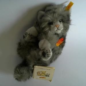 Original Steiff: Graugefleckte Katze, liegend