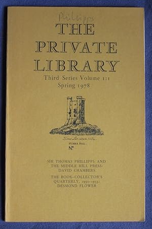 Imagen del vendedor de The Private Library, Third Series - Volume 1:1 - Spring 1978 a la venta por C L Hawley (PBFA)