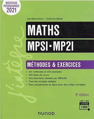 maths MPSI-MP2I : méthodes et exercices (5e édition)