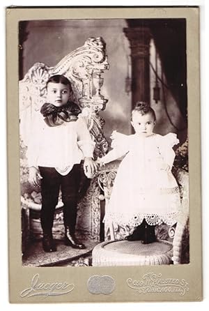 Photo Jaeger, Chicago, Ill., 659, Halsted St., Portrait Kinderpaar in hübscher Kleidung