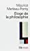 Bild des Verkufers fr  loge de la philosophie (Collection Folio / Essais) [FRENCH LANGUAGE - Soft Cover ] zum Verkauf von booksXpress