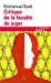 Seller image for Critiq de La Facult Jug (Folio Essais) (English and French Edition) [FRENCH LANGUAGE - Soft Cover ] for sale by booksXpress