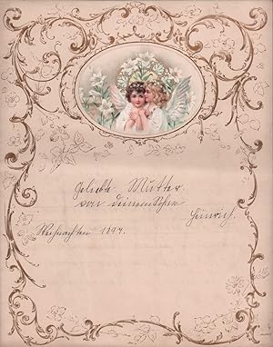 "Geliebte Mutter von deinem Sohn Heinrich. Weihnachten 1897". Schmuckblatt mit handgeschriebenem ...