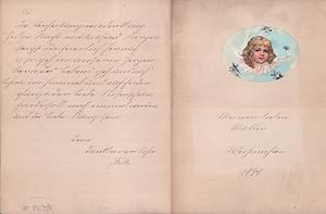 "Meiner lieben Mutter. Weihnachten 1898". Schmuckblatt mit handgeschriebenem Text.