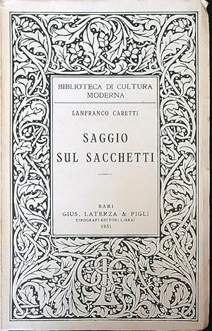 Bild des Verkufers fr Saggio sul sacchetti zum Verkauf von Librodifaccia