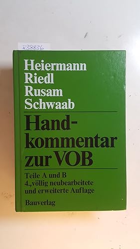 Bild des Verkufers fr Handkommentar zur VOB : Teile A und B zum Verkauf von Gebrauchtbcherlogistik  H.J. Lauterbach