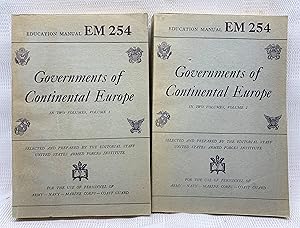 Seller image for War Department Education Manual EM 254: Governments of Continental Europe. In Two Volumes. for sale by Prestonshire Books, IOBA