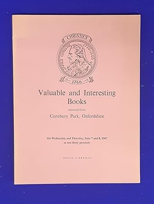 Catalogue of valuable and interesting books removed from Cornbury Park, Oxfordshire, sold by orde...