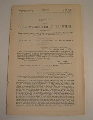 Letter from the Acting Secretary of the Interior, Transmitting, In Pursuance of Law, a Report of ...