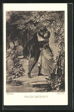 Bild des Verkufers fr Ansichtskarte Szene aus Goethes Faust, Vor dem Gartenhaus zum Verkauf von Bartko-Reher