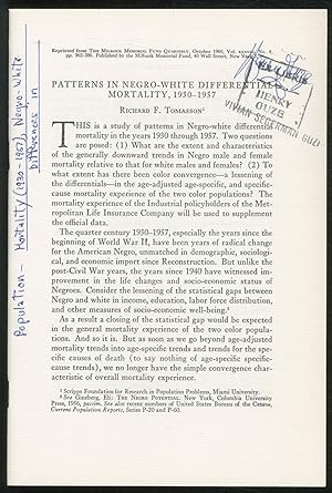 Bild des Verkufers fr [Offprint]: Patterns in Negro-White Differential Mortality, 1930-1957 zum Verkauf von Between the Covers-Rare Books, Inc. ABAA