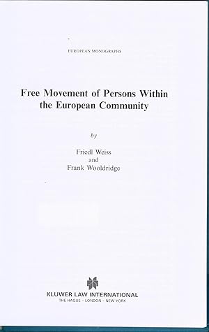 Bild des Verkufers fr Free Movement of Persons Within the European Community zum Verkauf von avelibro OHG