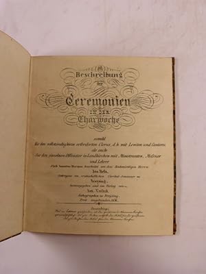 Bild des Verkufers fr Beschreibung der Ceremonien in der Charwoche. zum Verkauf von Antiquariat Bookfarm