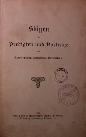 Bild des Verkufers fr Skizzen fr Predigten und Vortrge. zum Verkauf von Antiquariat Bookfarm