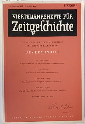 15. Jahrgang 1967, 2. Heft April. Vierteljahrshefte für Zeitgeschichte.