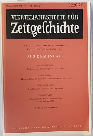 15. Jahrgang 1967, 1. Heft Januar. Vierteljahrshefte für Zeitgeschichte.