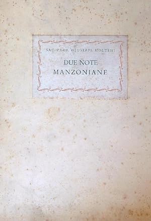 Seller image for Due note manzoniane for sale by Librodifaccia