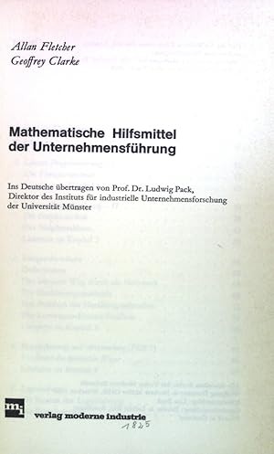 Bild des Verkufers fr Mathematische Hilfsmittel der Unternehmensfhrung. zum Verkauf von books4less (Versandantiquariat Petra Gros GmbH & Co. KG)