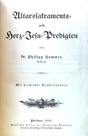 Bild des Verkufers fr Altarssakraments- und Herz-Jesu-Predigten; zum Verkauf von books4less (Versandantiquariat Petra Gros GmbH & Co. KG)