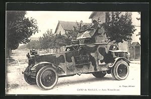 Carte postale Mailly, Camp de Mailly, Auto-Mitrailleuse, Französische des soldats avec Militärfah...