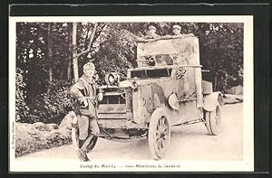 Carte postale Camp de Mailly, Auto Mitrailleuse de Cavalerie, französisches Panzerauto avec Masch...