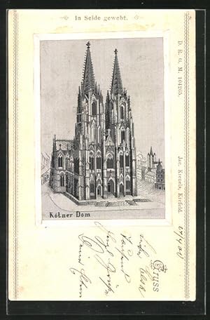 Seiden-Ansichtskarte Darstellung vom Kölner Dom